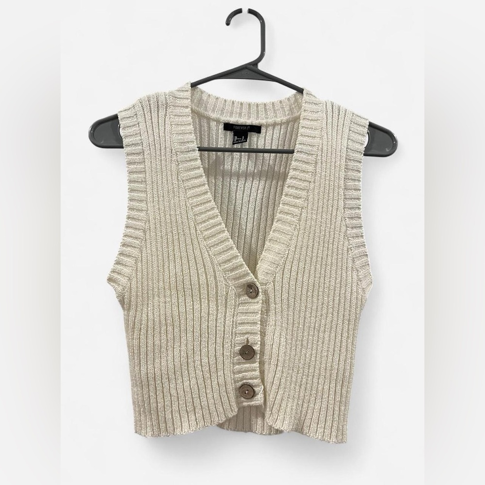 Forever 21 Ribbed Knit Button-Up Vest